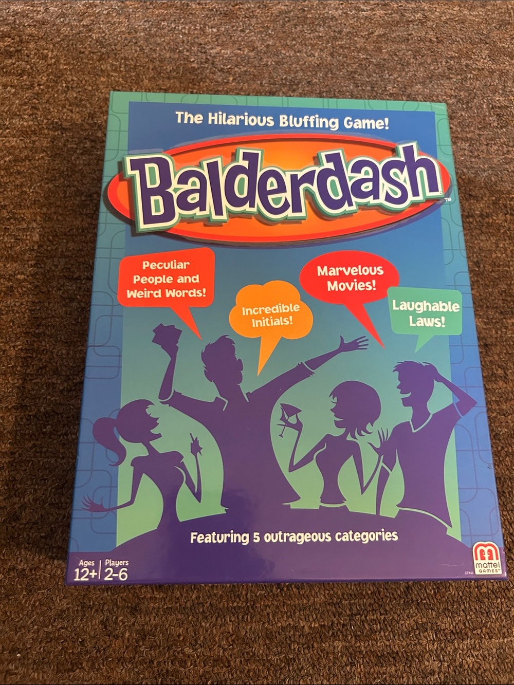 Mattel 2014 Balderdash Board Game - Blue & Green Artwork. Unsealed Never Played.